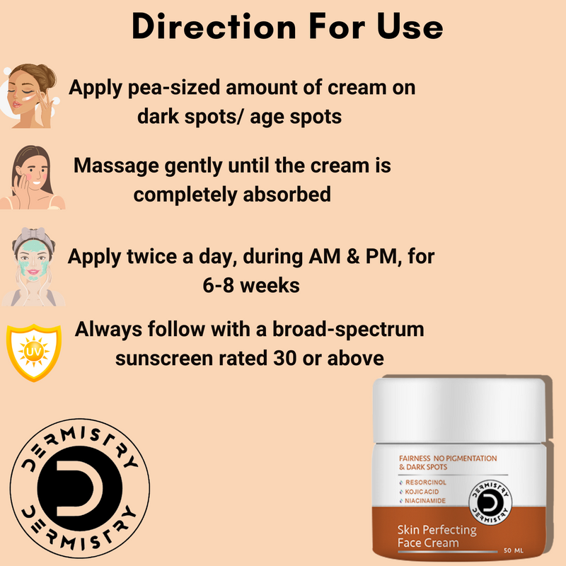 Dermistry  Pigmentation Removal Fairness Face Cream I Kojic Acid Niacinamide I Blemishes Dark Spots Correction Uneven Tone Melasma Dull Skin Removal I Glowing Brightening Moisturizer I Men Women 50ml