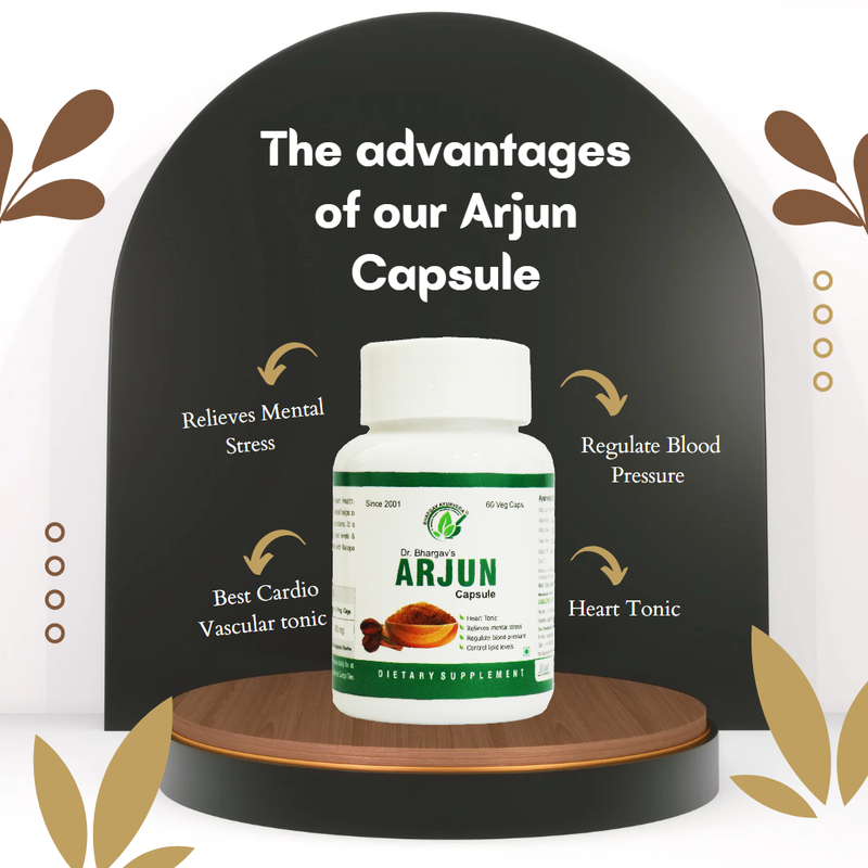 Dr.Bhargav’s I Arjun Capsule | Relieves Mental Stress| Cardio Vascular I Strengthens heart I Cardiac Muscle | Low BP I Puskarmool | Accelerate bone cells | Helps Heal Cartilage | 60 Capsules