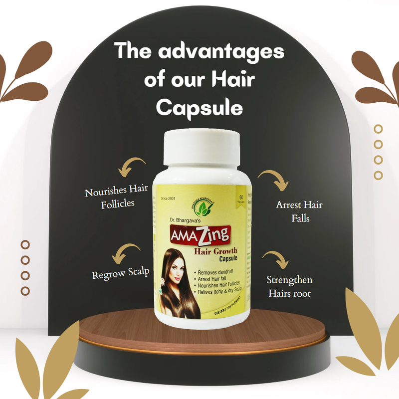 Dr.Bhargav’s I Amazing hair Capsule | Hair growth| Arrest Hair falls |Prevent Premature graying |Regrow Scalp hair|Strengthen Hair|Dense & Black hairs|Nourishes Hair Follicles |60 Capsules