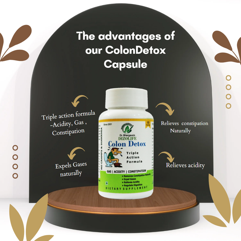 Dr.Bhargav’s I Colon Detox |Laxative Capsule | Constipation I Acidity I Gas I Constipation | Expels Gases | Abdomen I Lumbar I Digestive Gut| Clinically effective efficacious | 60 Capsules