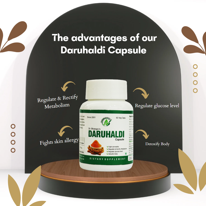 Dr. Bhargav’s I Daruhaldi capsule | Glucose level | Detoxify Body | Skin allergy | Rectify Metabolism | Loose motion| Anti allergic I Anti Bacterial |Support sugar metabolism | 60 Capsules