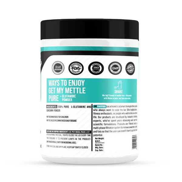 GetmyMettle Pure + Glutamine With Curcumin Powder for Better Immunity