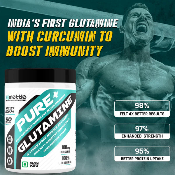 GetmyMettle Pure + Glutamine With Curcumin Powder for Better Immunity