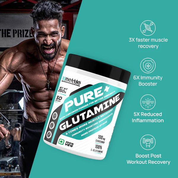 GetmyMettle Pure + Glutamine With Curcumin Powder for Better Immunity