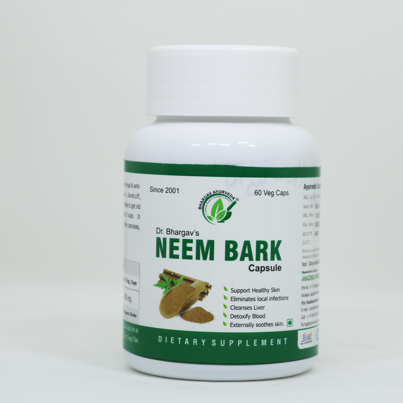 Dr.Bhargav’s I Neem bark Capsules | Support Healthy Skin | Cleanses liver |Kills germ I Bacteria I Virus | Cures boils I Rashes| Detoxify body |Reduce viral load |60 Capsules