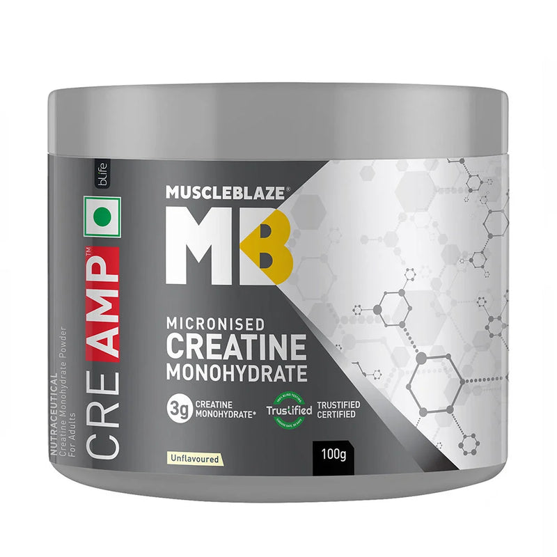 MuscleBlaze Creatine Monohydrate CreAMP, 100 g (0.22 lb)