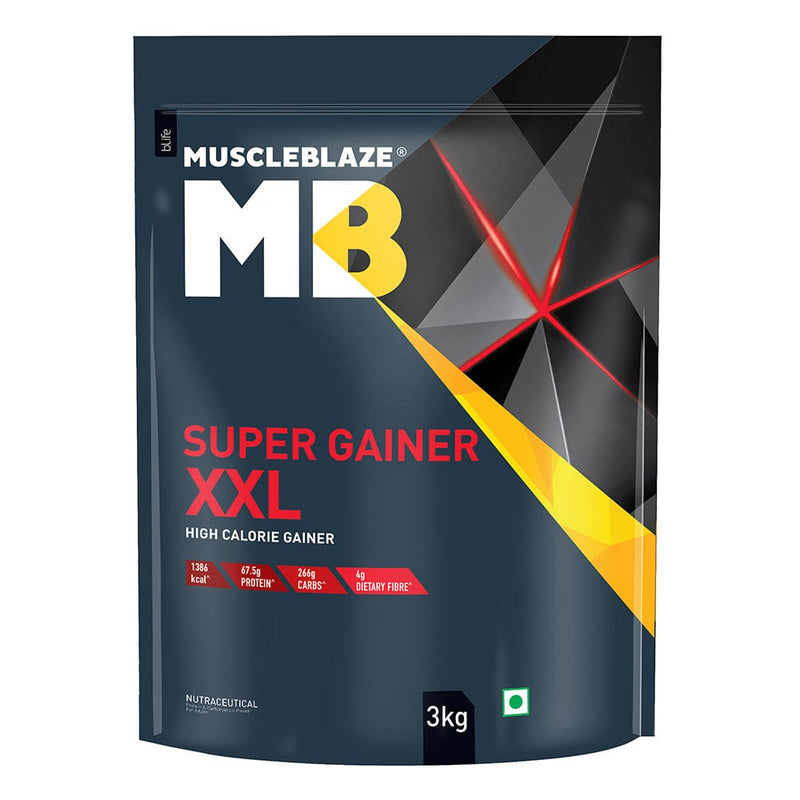 MuscleBlaze Super Gainer XXL Weight Gainer, 3 kg (6.6 lb), Chocolate