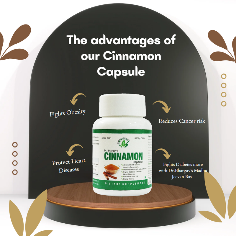 Dr.Bhargav’s Cinnamon Capsule| Healthy Breath| Fights bad smell of mouth| Cancer| Fights Diabetes I  Madhu Jeevan Ras | Heart Diseases| Fights Obesity| Reduces Cholesterol| 60 Capsules