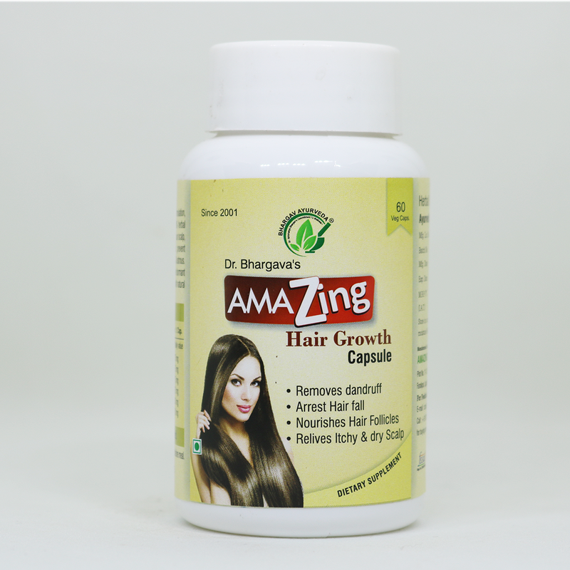 Dr.Bhargav’s I Amazing hair Capsule | Hair growth| Arrest Hair falls |Prevent Premature graying |Regrow Scalp hair|Strengthen Hair|Dense & Black hairs|Nourishes Hair Follicles |60 Capsules