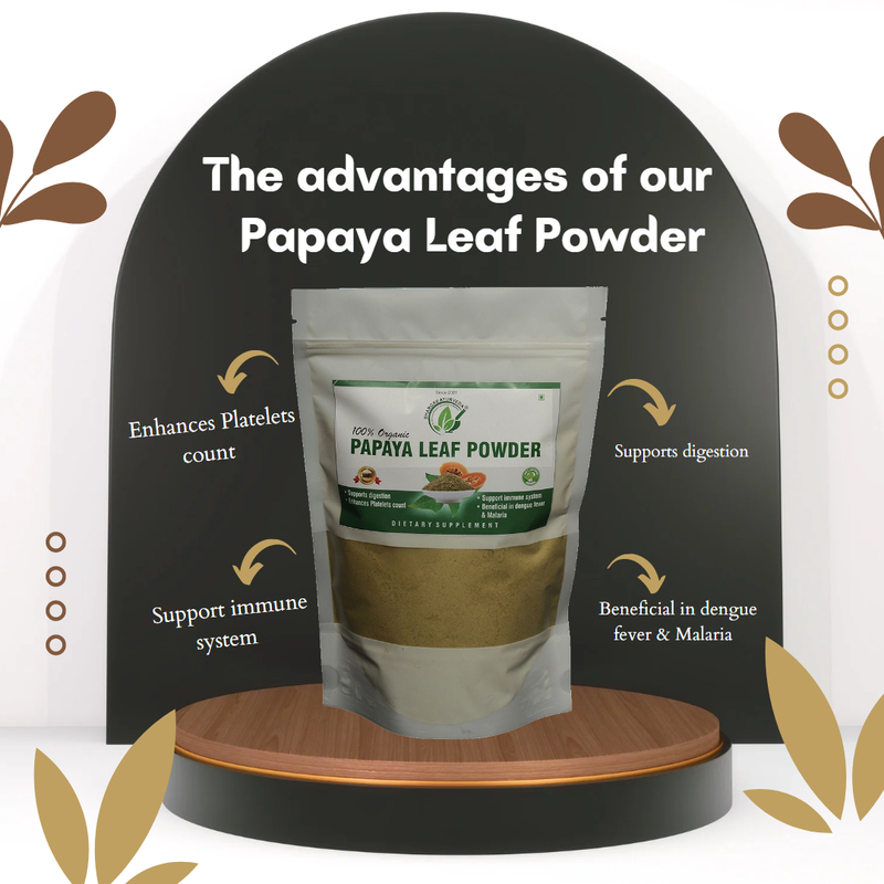 Dr.Bhargav’s I Papaya Leaf Powder | Face Skin| Supports digestion | Fever I Malaria |Immune system | Enhances Platelets count | Fever herbal Medicine | 100gm Powder