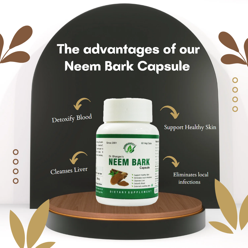 Dr.Bhargav’s I Neem bark Capsules | Support Healthy Skin | Cleanses liver |Kills germ I Bacteria I Virus | Cures boils I Rashes| Detoxify body |Reduce viral load |60 Capsules