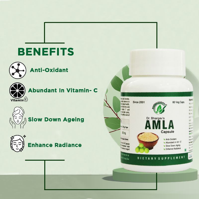 Dr.Bhargav’s Amla I Amalaki Indian Gooseberry I Immune Support | Vitamin C I Antioxidant |GUT-Antacid | Strengthen Digestive| Flushes Colon Toxins | Heals Mouth Ulcer | 60 Capsules