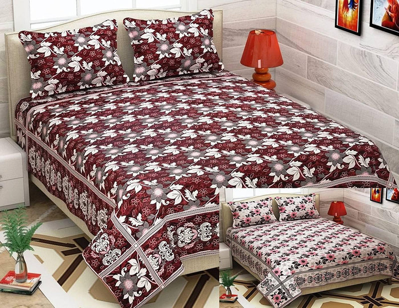 Queen Size Reversible Bedsheet With 2 Pillowcovers - Free Shipping* - Mall2Mart
