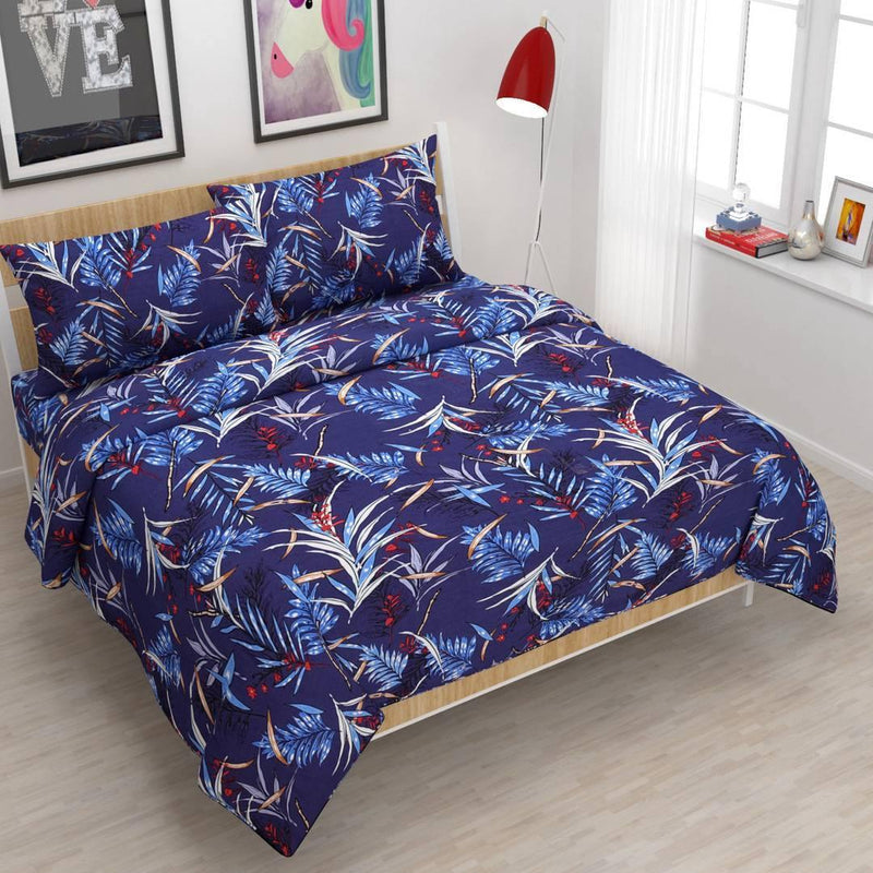 Modern Multicoloured Cotton Floral Double Double Bedsheet With 2 Pillow Cover - Free Shipping* - Mall2Mart