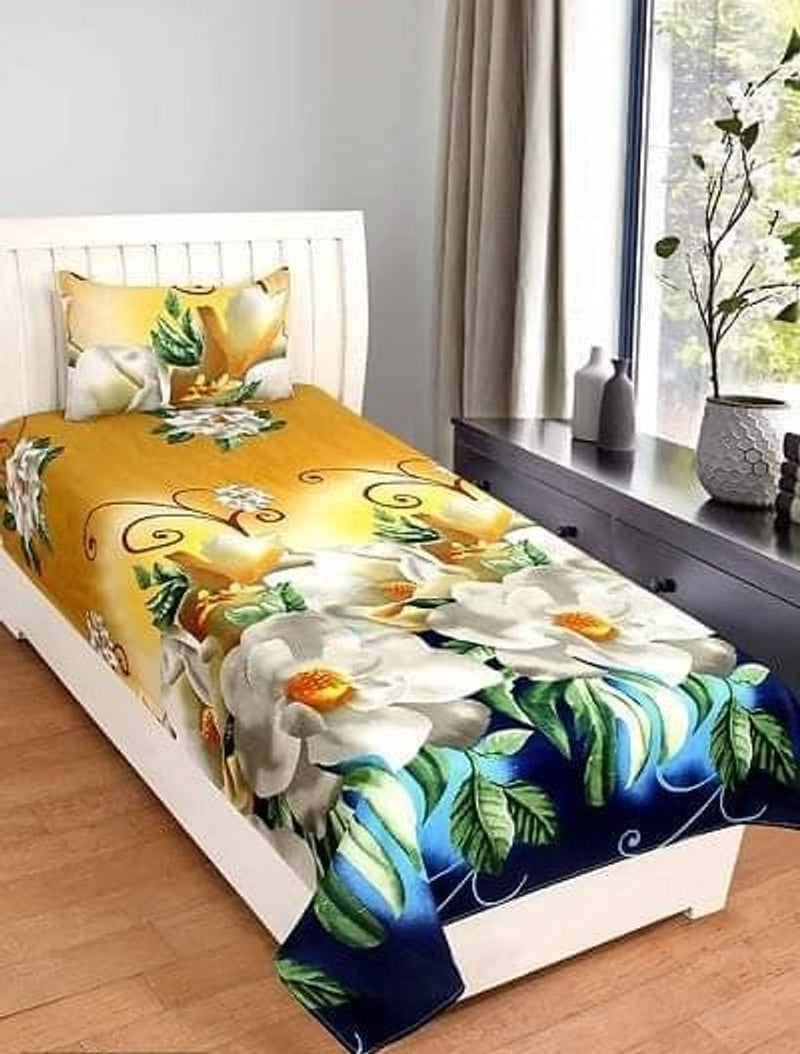 Beautiful Multicoloured  Polycotton Single Bedsheet With Pillow Cover - Free Shipping - Mall2Mart