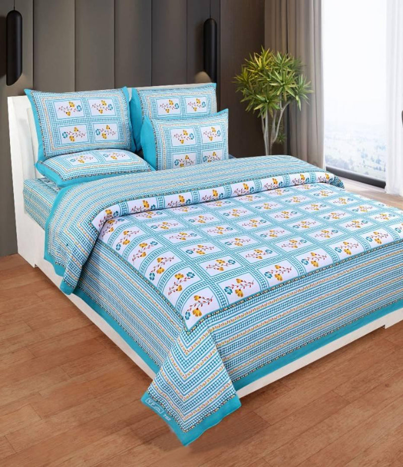 Comfortable Printed Cotton Double Bedsheet with 2 Pillow Covers - Free Shipping* - Mall2Mart