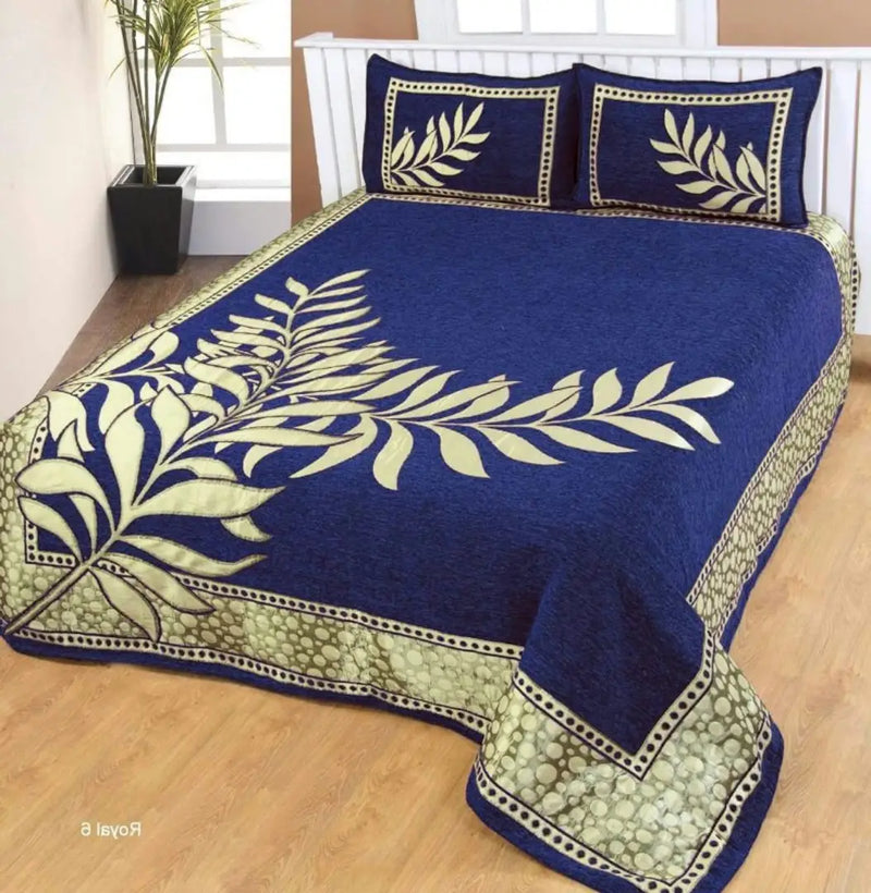 Chenille Double Bed Bedsheet  1Bedsheet With 2 Pillow Covers  I Size : 90x100 inches II