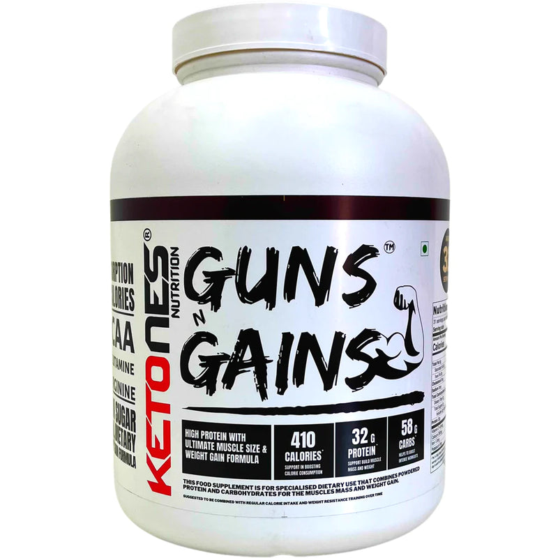 Ketones Nutrition Guns N Gains | High Protein Mass And Weight Gain Formula | Low Sugar