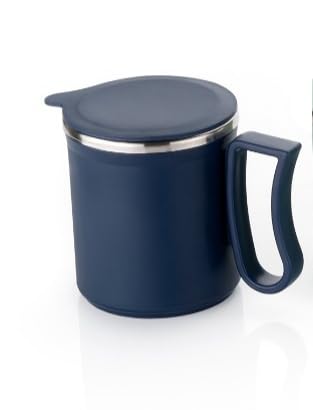 LEAWALL Coffee Mug with Lid Insulated Stainless Steel for Tea Milk Mug Inner Stylist Double Wall Cup for Home Office Restaurant Use Gift Pack of 1 Pic(Navy Blue)