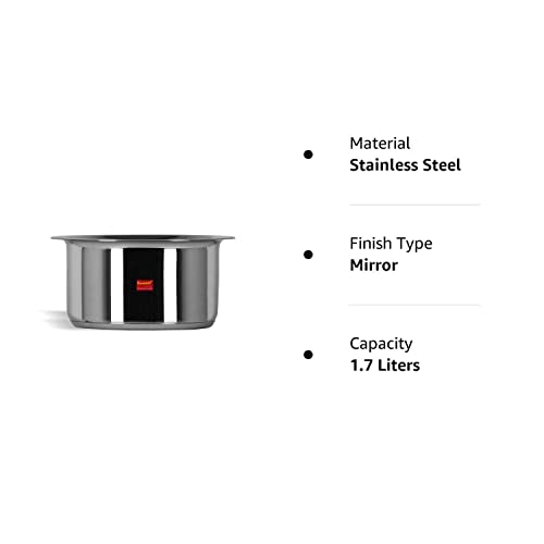 Sumeet Stainless Steel Induction Bottom (Encapsulated Bottom) Induction & Gas Stove Friendly Container/Tope/Cookware with Lid Size No.12 (1.7 LTR)