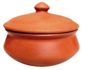 CAVE Decor Organic Terracotta Clay Pot with lid | Mitti Dahi Handi | earthen Pot for Cooking, 500 Ml Capacity, Brown, 1 Piece