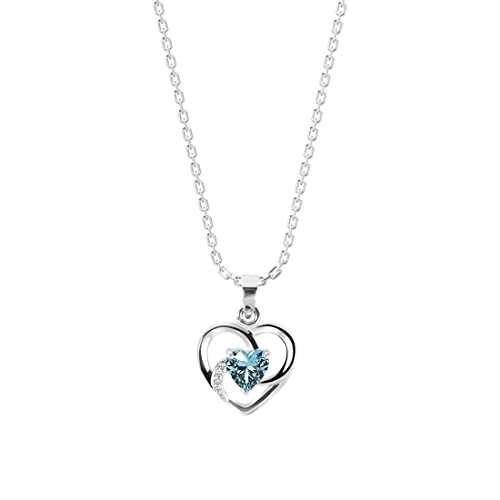 Clara 925 Sterling Silver Heart Pendant Chain Necklace | Rhodium Plated, Swiss Zirconia | Gift for Women and Girls