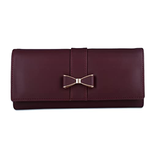 ALSU Women's Maroon Faux Leather Hand Wallet Clutch Trendy | 6 Card Slots | Phone Pocket (shd-004mar)