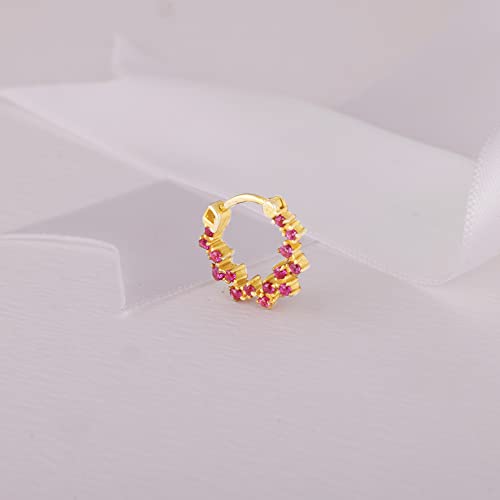 GIVA 925 Sterling Silver Golden Zig-Zag Red Nose Ring | Gifts for Women and Girls | With Certificate of Authenticity and 925 Stamp | 6 Month Warranty*