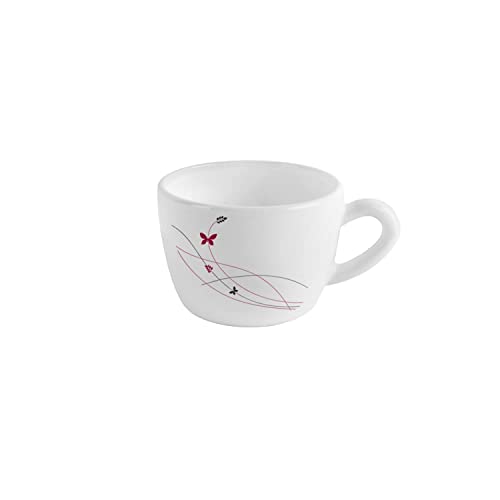 Cello Dazzle Queen Cup & Saucer 130 ml | Home and Kitchen Decor Items | Cups, Mugs and Saucer for Kitchen | Coffee Cup and Saucer Set | 6 Units | Lush Fiesta, White