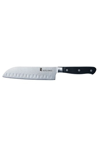 Amazon Brand - Solimo Premium High-Carbon Stainless Steel Santoku Knife, Black