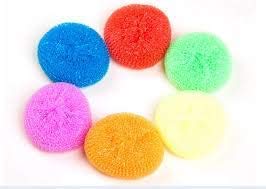 Prisart Plastic Round Nylon Scrubbers for Teflon pots and Pans Cleans up Big Messes with Little Effort Safe for Non-Stick cookware (Multicolour, Medium) (6)