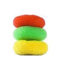 Prisart Plastic Round Nylon Scrubbers for Teflon pots and Pans Cleans up Big Messes with Little Effort Safe for Non-Stick cookware (Multicolour, Medium) (6)