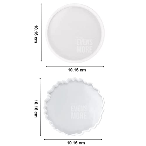 EVENS MORE DIY Resin 4 Inch Coaster Kit with 200Gm Crystal Clear and Glitter Round and Agate Mould