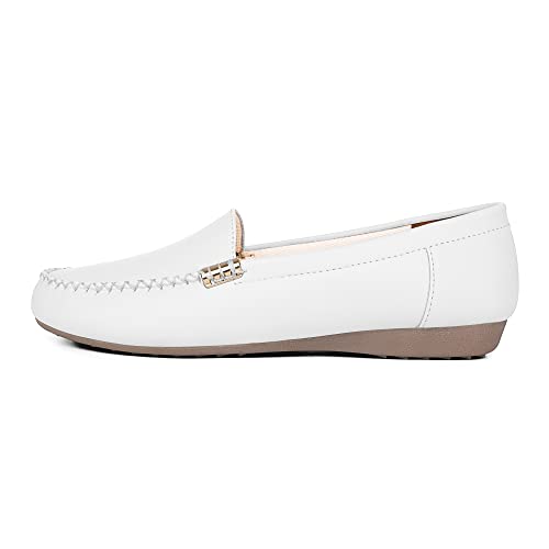 RazMaz Stylish, Soft & Comfortable Belly Shoes for Women | Super Lightweight Women Bellies | Non-Fatigue & Non-Slippery Belly for Women Bellies for Women Stylish Latest | Slip On Shoes White