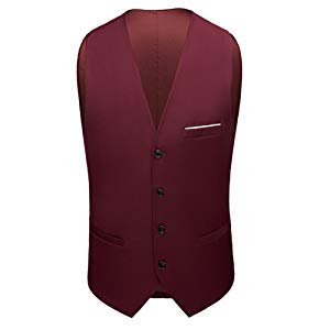 Dhingra Mens Slim Fit Tuxedo 3pcs Suit (44, Maroon)