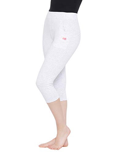 Clovia Women's Cotton Activewear Tights (AT0067P01_Grey_M)