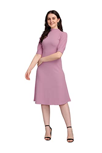 PURVAJA Women's Corduroy Fit and Flare Knee-Length Dress (Ruby-116-LV-XL_Light Violet