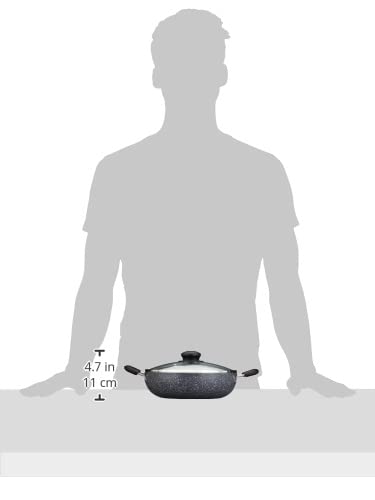 Amazon Brand - Solimo 6 Piece Non-Stick Cookware Set | Granite Finish | Induction Base | PFOA Free | HTR Exterior Coating | 25cm Tawa, 22 cm Kadai, 22cm Fry Pan, 1 Glass Lid & 2 Nylon Spatulas | Grey