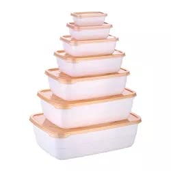 Dialust Rectangular Plastic Food Storage Container with Air Tight Lid Kitchen Container Meat Box Fridge and Freezer Storage Boxes Bowl - 225ml, 325ml, 650ml, 1250ml, 2200ml, 3500ml, 6 Pcs, Clear