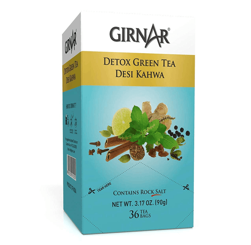 Girnar Green Tea Bags - Detox / Desi Kahwa (Pack of 36 Bags X 3) - Mall2Mart