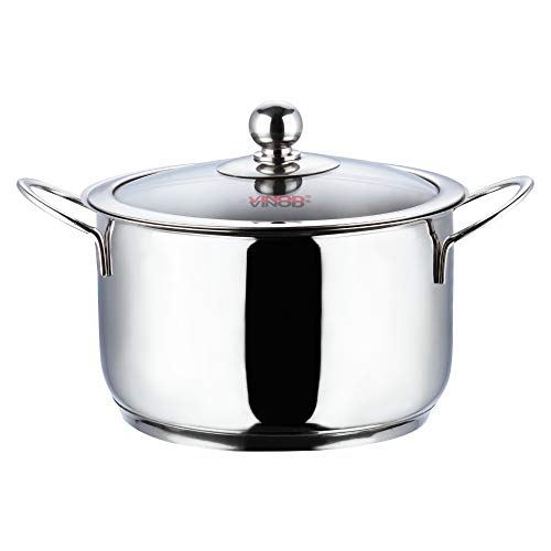 Vinod Tuscany Stainless Steel Casserole Set of 2 Pieces | Casserole with Glass Lid 2, 2.8 litre | Extra Deep, Dishwasher Safe, Less Energy | Gas & Induction Base | 2 Year Warranty