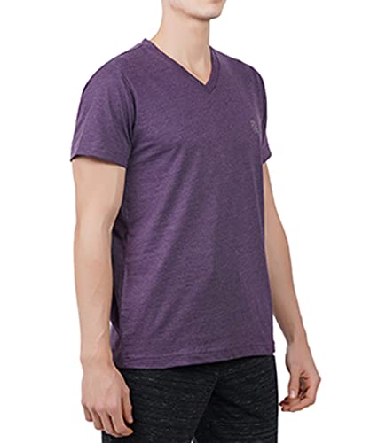 F A S O Mens Organic Cotton V-Neck T-Shirt Maroon