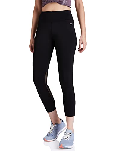 Clovia Women's Slim Fit Polyester Activewear Ankle Length Tights (AB0047P13_Black_M)