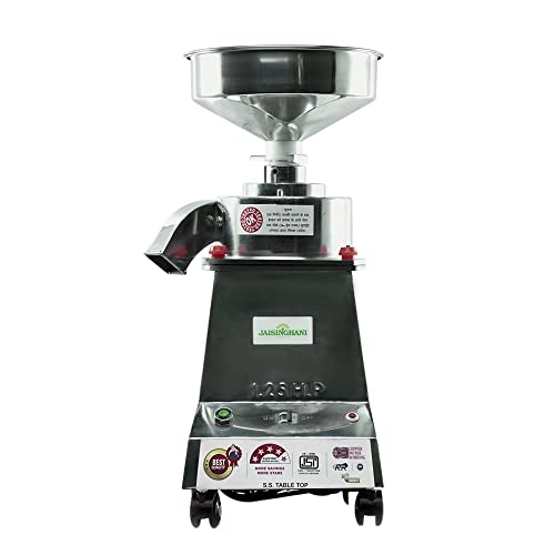 Jaisinghani Group Fully Automatic Domestic Flour Mill Atta Chakki for Domestic use Ghar Ghanti Flour Mill for Masala, Grains Grinder & Pulses (1.25 HP Square Atta Chakki)