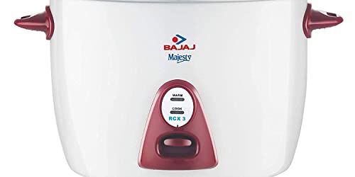 Bajaj Majesty New RCX 3 Multifunction Rice Cooker with Keep Warm Function, 1.5 Liters, 350W, White and Pink