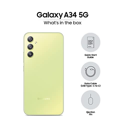 Samsung Galaxy A34 5G (Awesome Lime, 8GB, 256GB Storage) | 48 MP No Shake Cam (OIS) | IP67 | Gorilla Glass 5 | Voice Focus | Without Charger