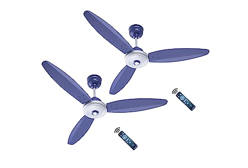 ACTIVA Gracia 1200 MM (28 Watts) BLDC Motor Fan With LED Light |Remote| 3 Blade Energy Saving Ceiling Fan With 5 Year Warranty Pack Of 2 (Silver Blue)
