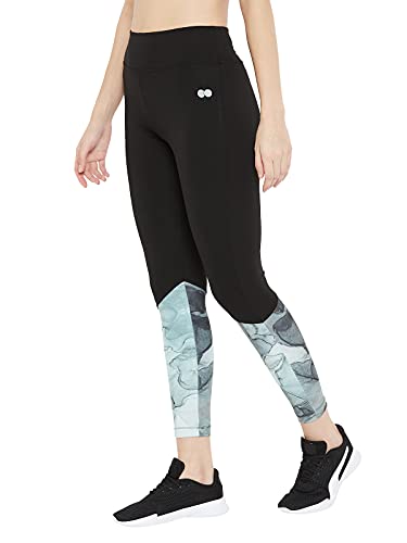 Clovia Women's Slim Fit Polyester Activewear Ankle Length Tights (AB0022A18_White_S)