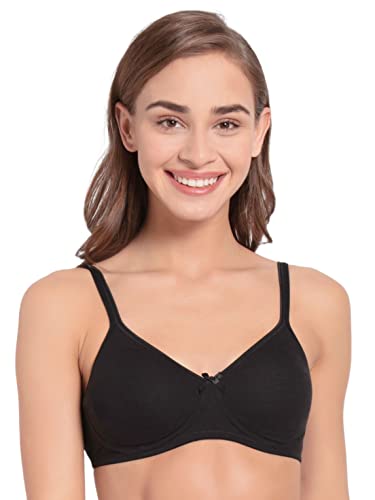 Jockey 1722 Women's Wirefree Non Padded Super Combed Cotton Elastane Stretch Medium Coverage Everyday Bra with Concealed Shaper Panel and Adjustable Straps_Black_34B