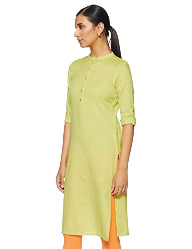 W for Woman Women's Cotton Kurta (19FEW11542-211520_Yellow_XL (14))